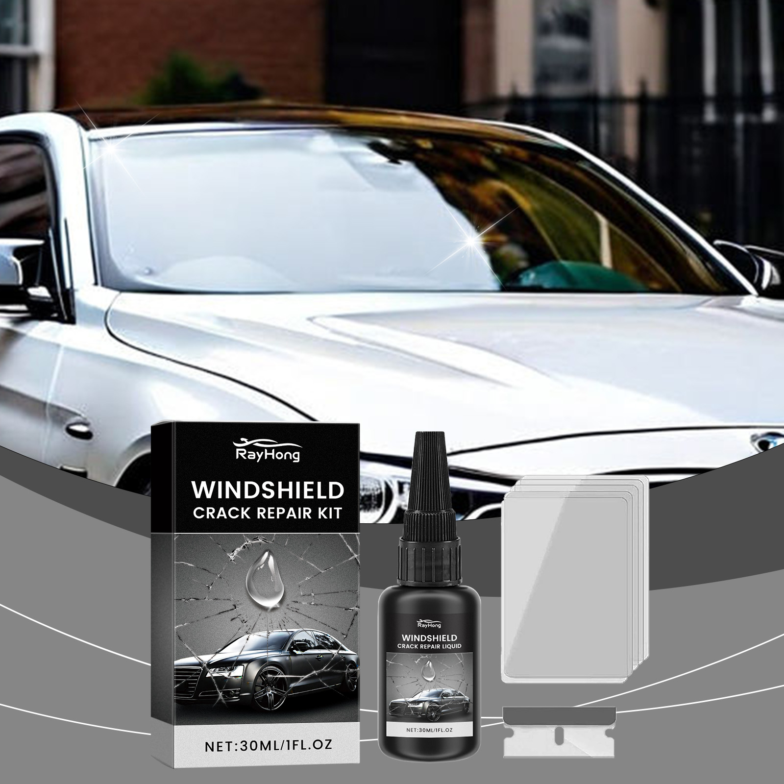 Клей для ремонта лобового стек – обзор и цена Liquid Uv Glue Kit